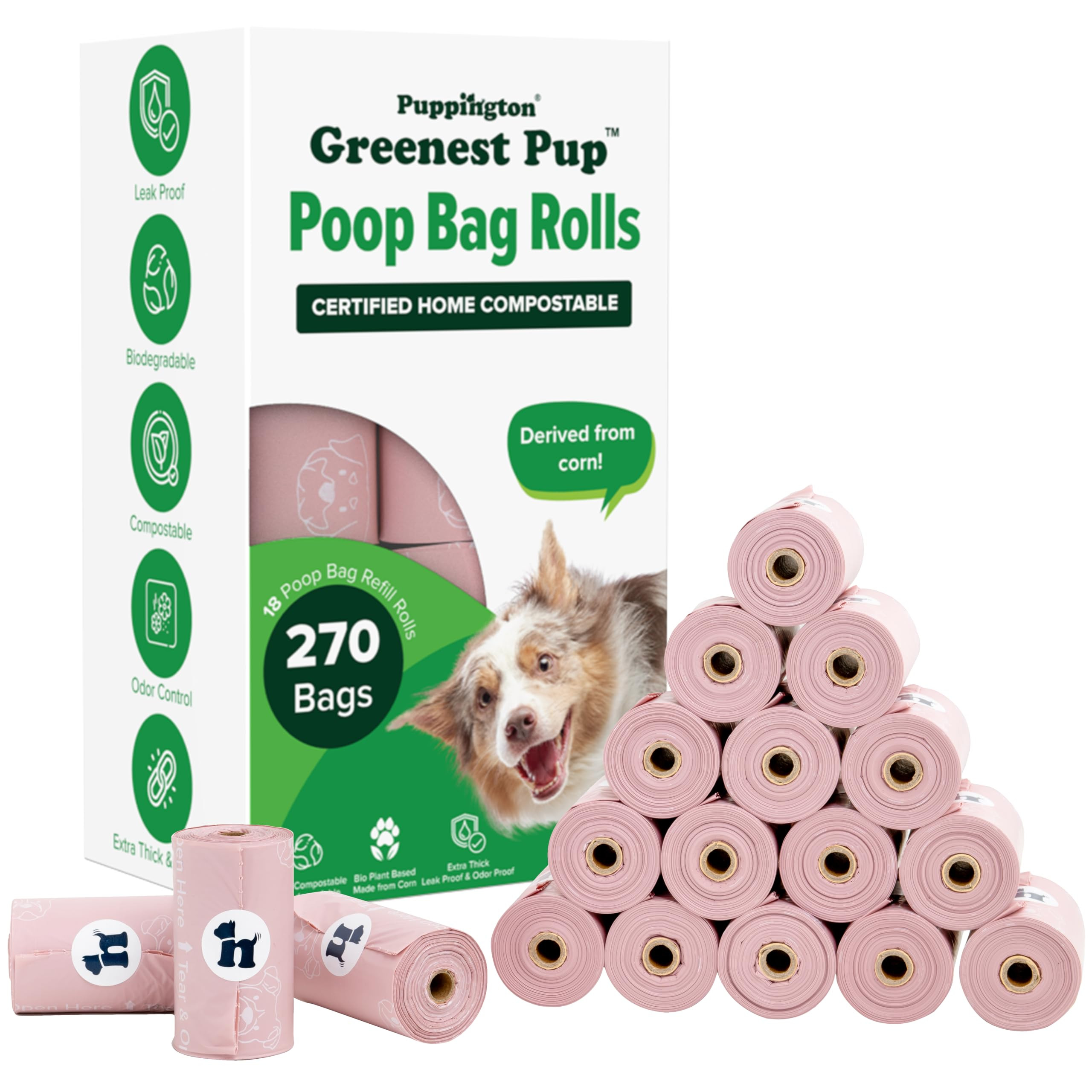 Certified Home Compostable Poop Bags - ASTM D6400 Compliant - 270 Extra Thick Bags - Plant Based ... | Amazon (US)