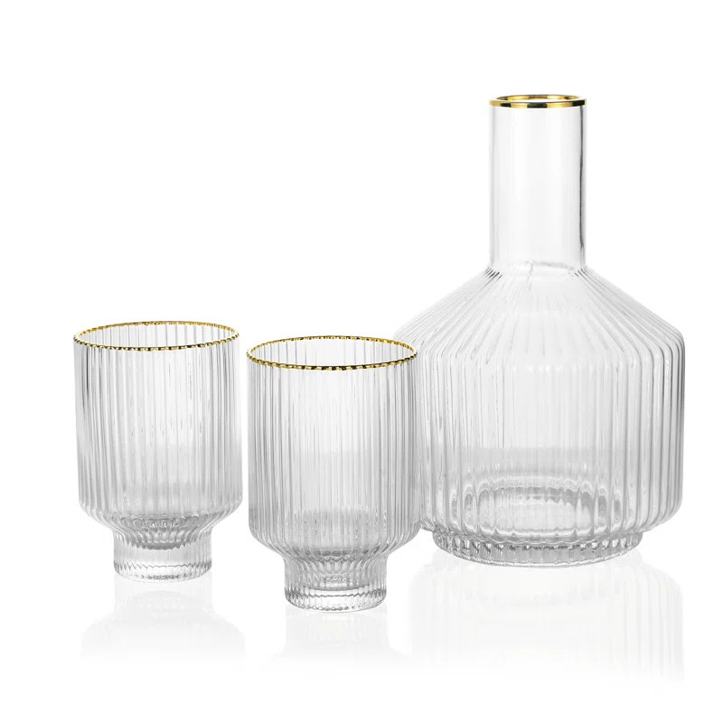 Tiara Optic Swirl All Purpose Carafe And Two Tumblers Include Cleaning Brush , Jug | Wayfair North America