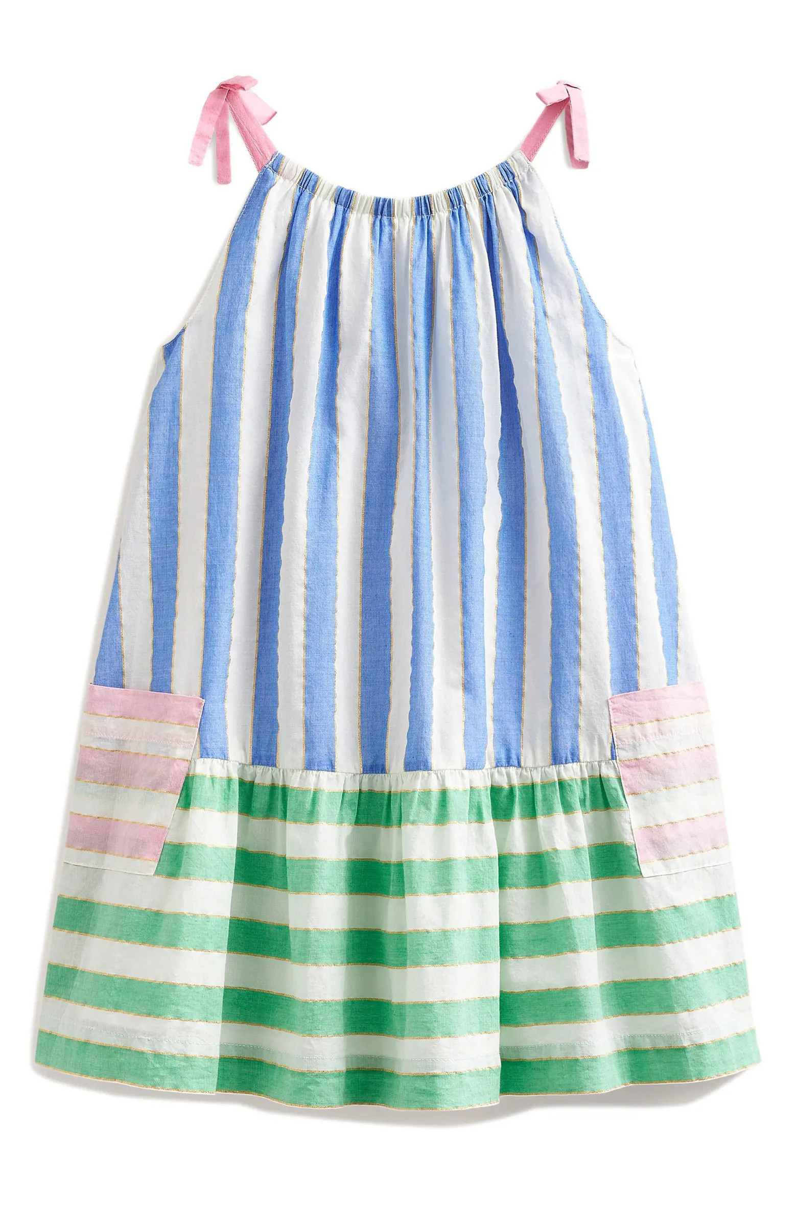 Kids' Stripe Colorblock Tie Shoulder Sundress | Nordstrom