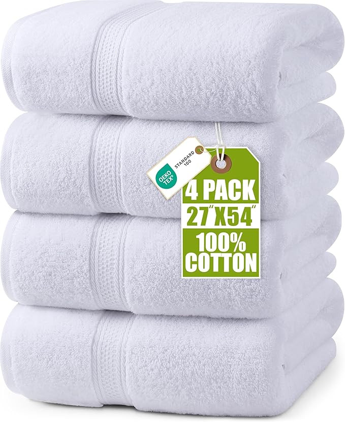 Utopia Towels 4 Pack Premium Bath Towels Set, 27 by 54 Inches, 100% Ring Spun Cotton 600GSM, Ligh... | Amazon (US)