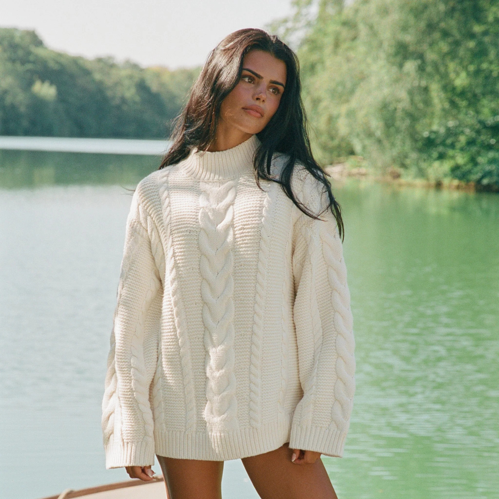 Oversized Cable-Knit Jumper - Cream XS | Lounge (UK)