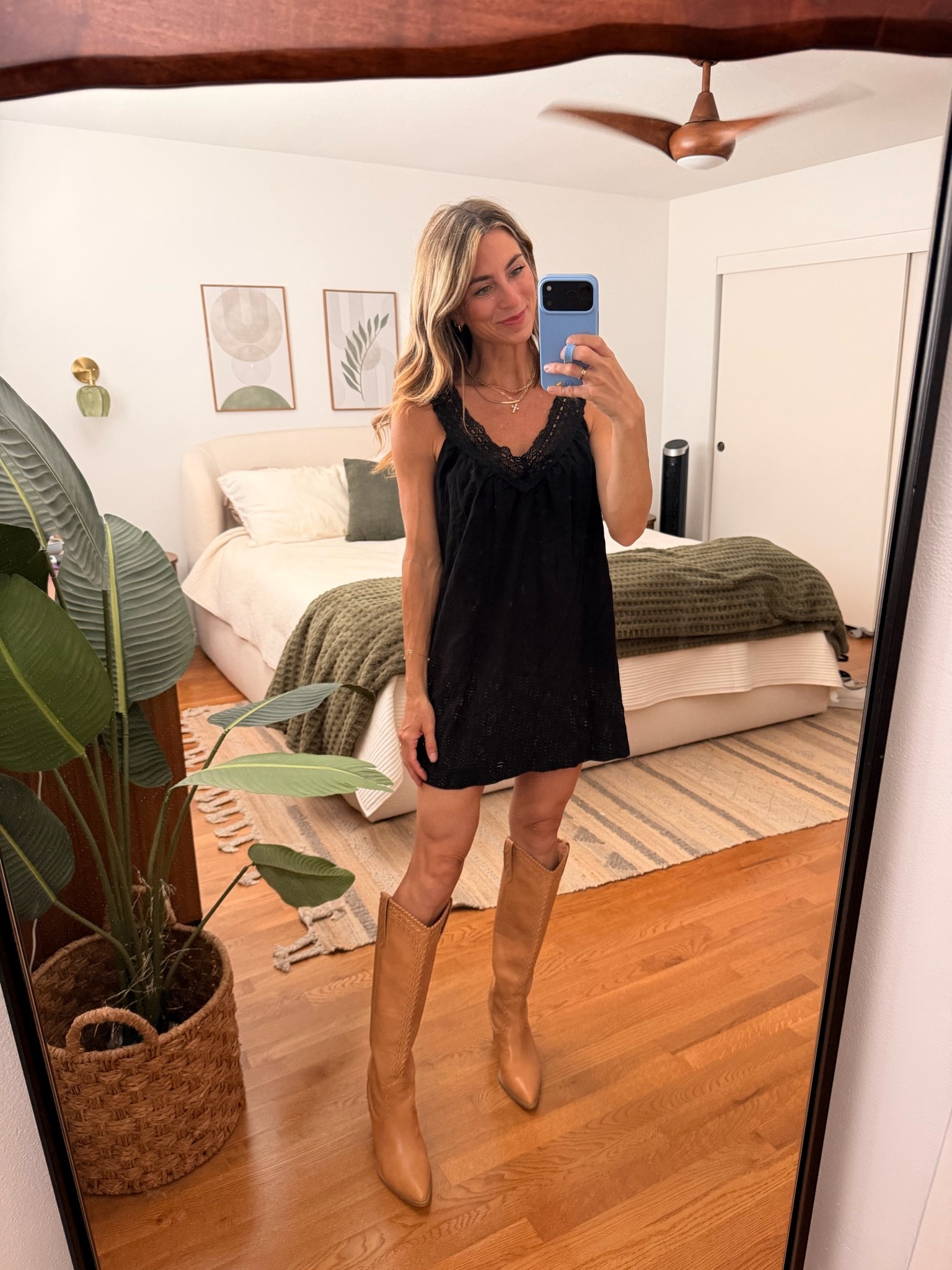 This little black Target dress is such an easy one to take from summer straight into fall. 🖤 I love the lace detail, and adding my Show Me Your Mumu boots instantly gives it that early fall feel without trying too hard. Wearing an XS and it fits true to size!

Target dress, little black dress, black mini dress, Target style, Target fashion, fall outfit, summer to fall outfit, transitional outfit, casual fall outfit, western boots, tall boots, Show Me Your Mumu boots, date night outfit, girls night outfit, church outfit, affordable fashion, mom style, everyday style, fall fashion, Target finds

#LTKootd #LTKOver40 #LTKgrwm