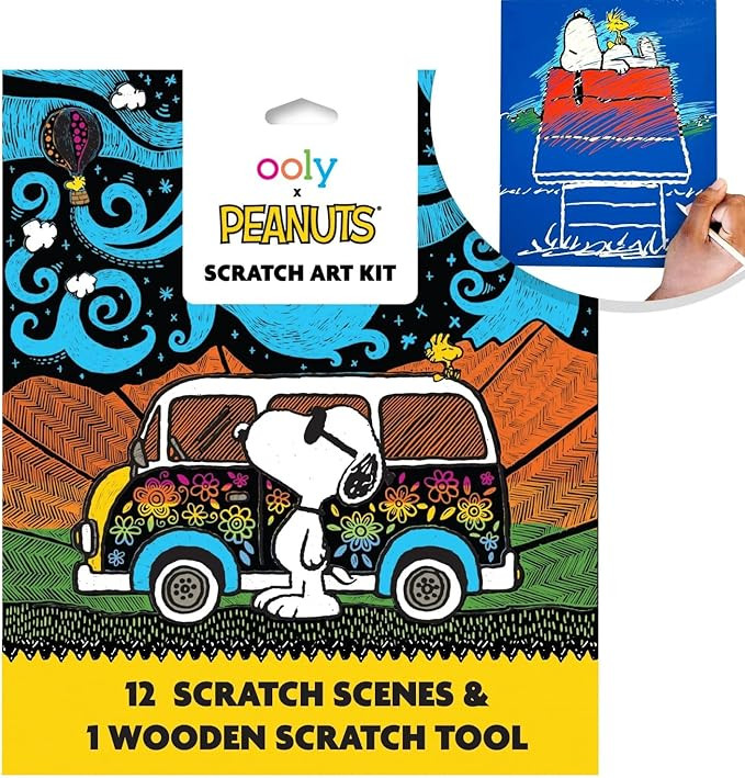 Ooly X Peanuts Scratch Art Kit - 12 Cards Featuring Snoopy, Woodstock and The Gang, Scratch Art S... | Amazon (US)