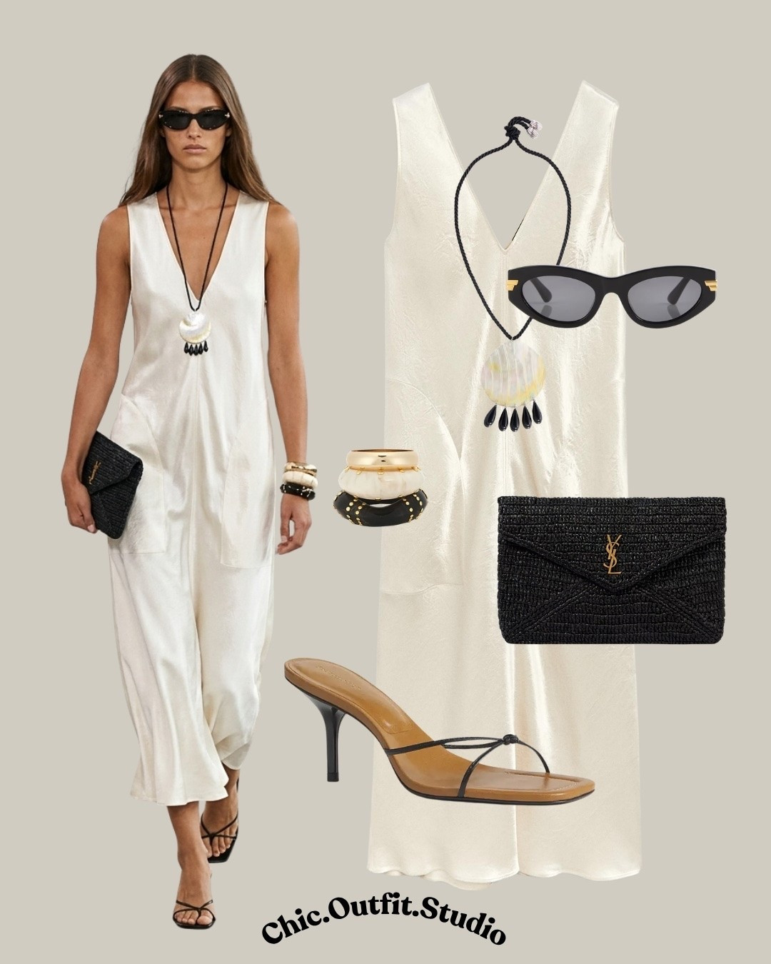 Ivory Satin Maxi Dress

✨An ivory satin sleeveless maxi dress creates an elegant, understated summer look with timeless sophistication. Paired with black accessories, delicate heels, and statement jewelry, this outfit is perfect for summer weddings, evening events, anniversary dinners, luxury vacations, cocktail parties, or sunset celebrations. The fluid satin finish brings effortless movement while the monochrome styling keeps the look modern and refined.

✨Tags: ivory satin dress, satin maxi dress women, elegant evening outfit, summer wedding guest dress, vacation evening outfit, minimalist luxury fashion, formal summer dress, chic cocktail outfit, European evening style, elegant resort wear, timeless white dress

#LTKkleider #LTKsummer #LTKluxury