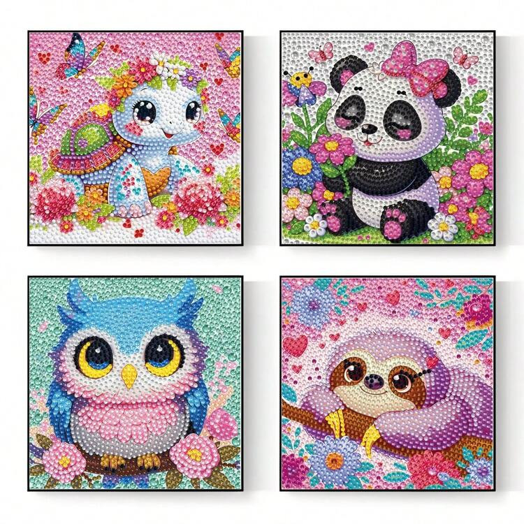 1 Set Kids Handmade Diamond Painting Kit, DIY Cartoon Animal Diamond Mosaic Art Set, Holiday Craf... | SHEIN