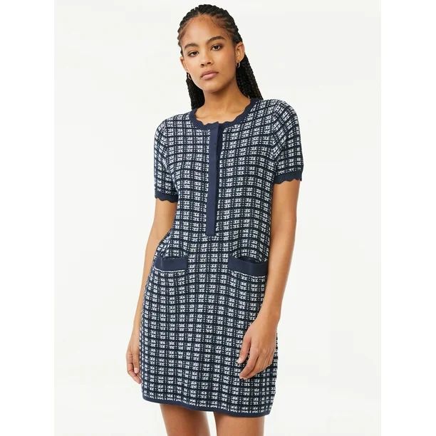 Free Assembly Women's Short Sleeve Mini Sweater Dress | Walmart (US)