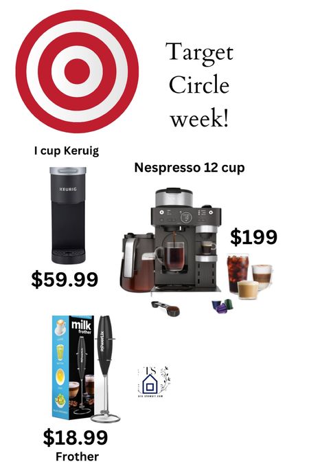It’s Target Circle week. All kinds of big savings going on including the 1 cup Keruig machine, Nespresso 12 cup and a frother  

#LTKfamily #LTKhome #LTKxTarget