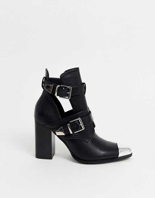 RAID Opal heeled ankle boots in black with silver hardwear | ASOS US