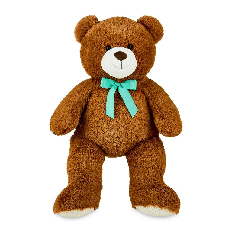 Bear Plush Toy with Ribbon, Brown, 36", by Way To Celebrate | Walmart (US)