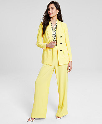 Women's Triple Button Blazer, Printed Blouse and High-Rise Pants | Macys (US)