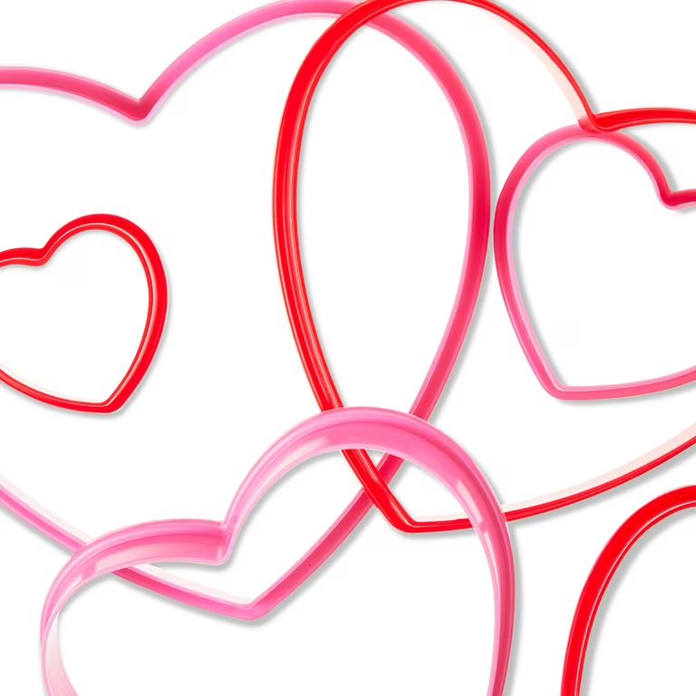 Valentine's Day Pink Heart Plastic Cookie Cutter Set, 6 Pieces, by Way To Celebrate | Walmart (US)