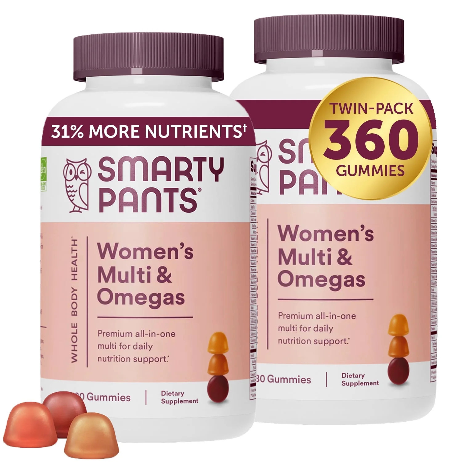 SmartyPants Women's Multivitamin Gummies with Omega 3s, 180 Ct (2-Pack) - Walmart.com | Walmart (US)