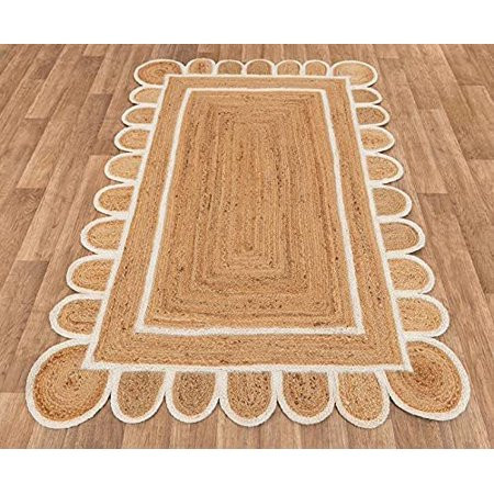 Natural Jute Scalloped Rug Natural Jute Rug Bohemian Scallop Rug Boho Decor Rug Area Rug Handwoven J | Walmart (US)