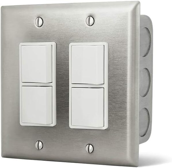 Infratech 14 4305 Dual Duplex Switch with Stainless Steel Face Plate and Gang Box 120 277 VAC Ran... | Amazon (US)