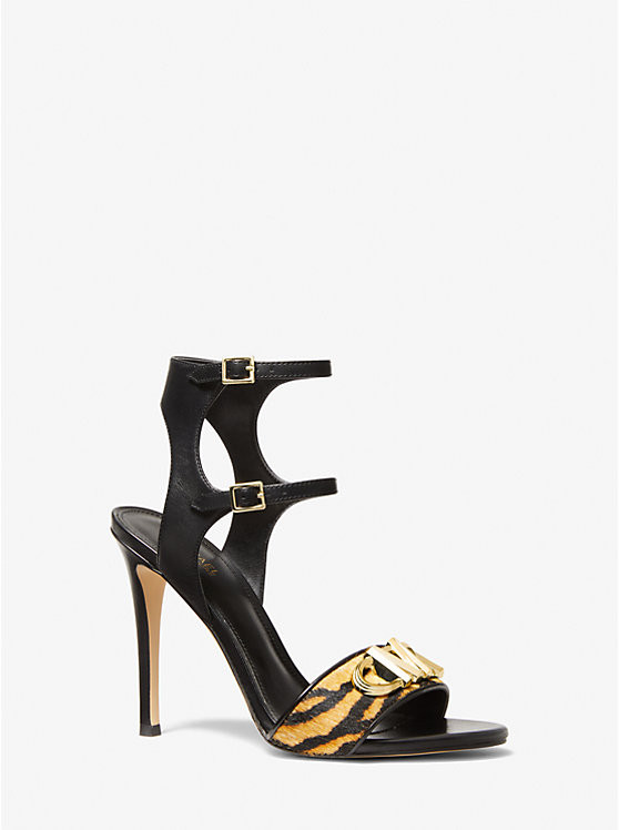 Parker Tiger Print Calf Hair and Leather Sandal | Michael Kors US