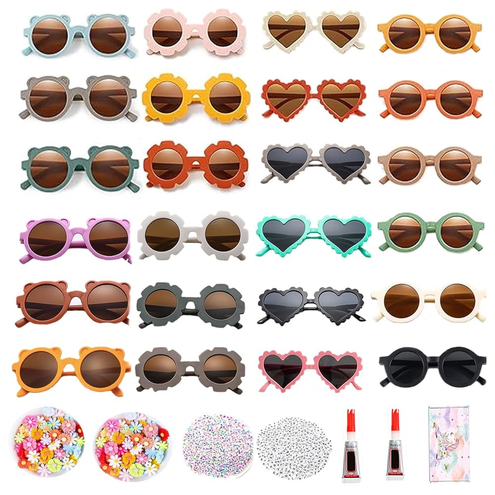 8/24 Pairs Kids Sunglasses DIY Kit Retro Flower Sunglasses Glasses Bulk Outdoor Eyewear for Toddl... | Amazon (US)
