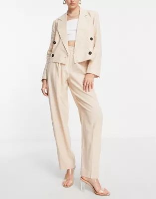 Topshop Tailored double breasted blazer in stone - part of a set | ASOS (Global)