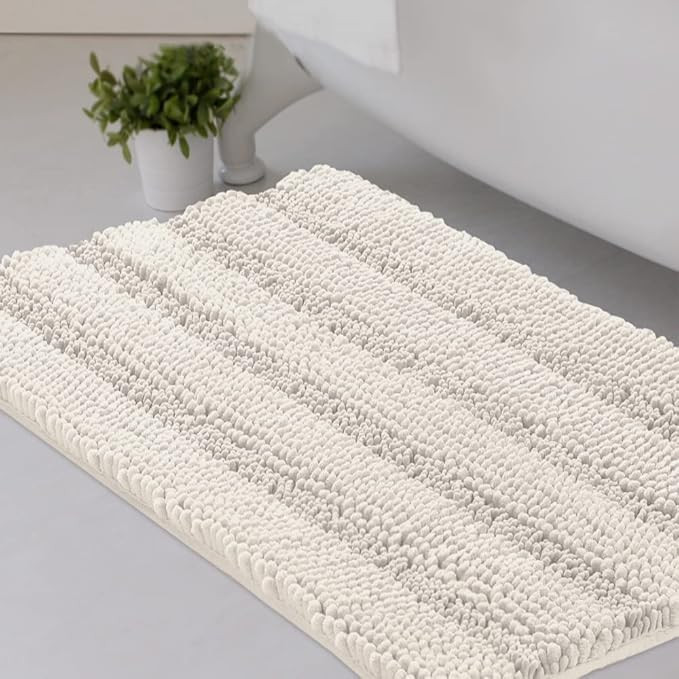 H.VERSAILTEX Bath Rugs for Bathroom Non Slip Bath Mats Extra Thick Chenille Striped Rug 20" x 32"... | Amazon (US)
