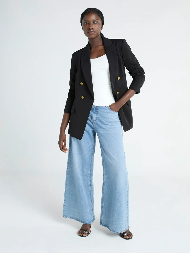 Scoop Women's Slim Fit Double Breasted Blazer, Sizes XS-XXL | Walmart (US)