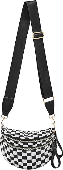 Checkered Crossbody Bum Bag for Women, Water-resistant Roomy Checkered Purse Fanny Packs Large Sh... | Amazon (US)