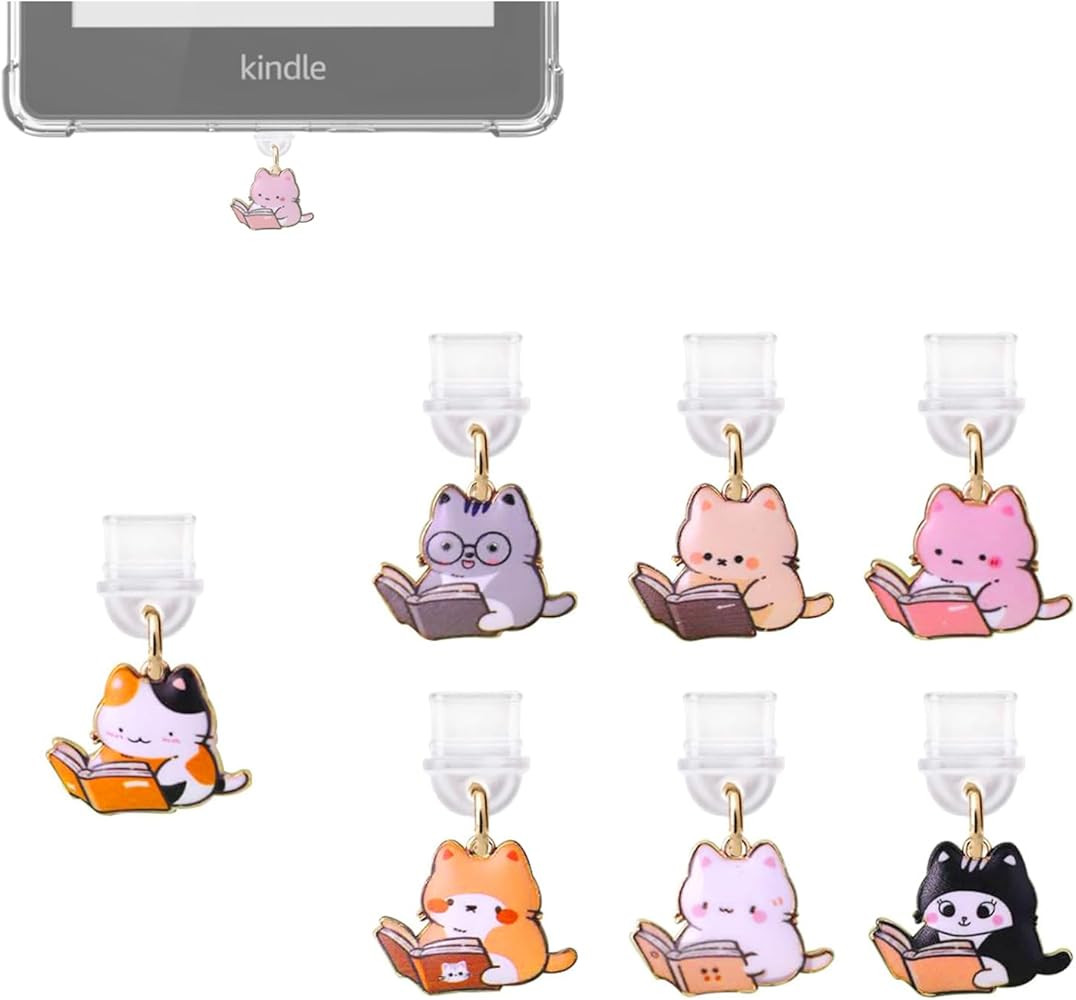 Agromusk Kindle Dust Plug Charm,7 Pack Cute Bookish Cat Bear Star Glow in the Dark Charms Compati... | Amazon (US)