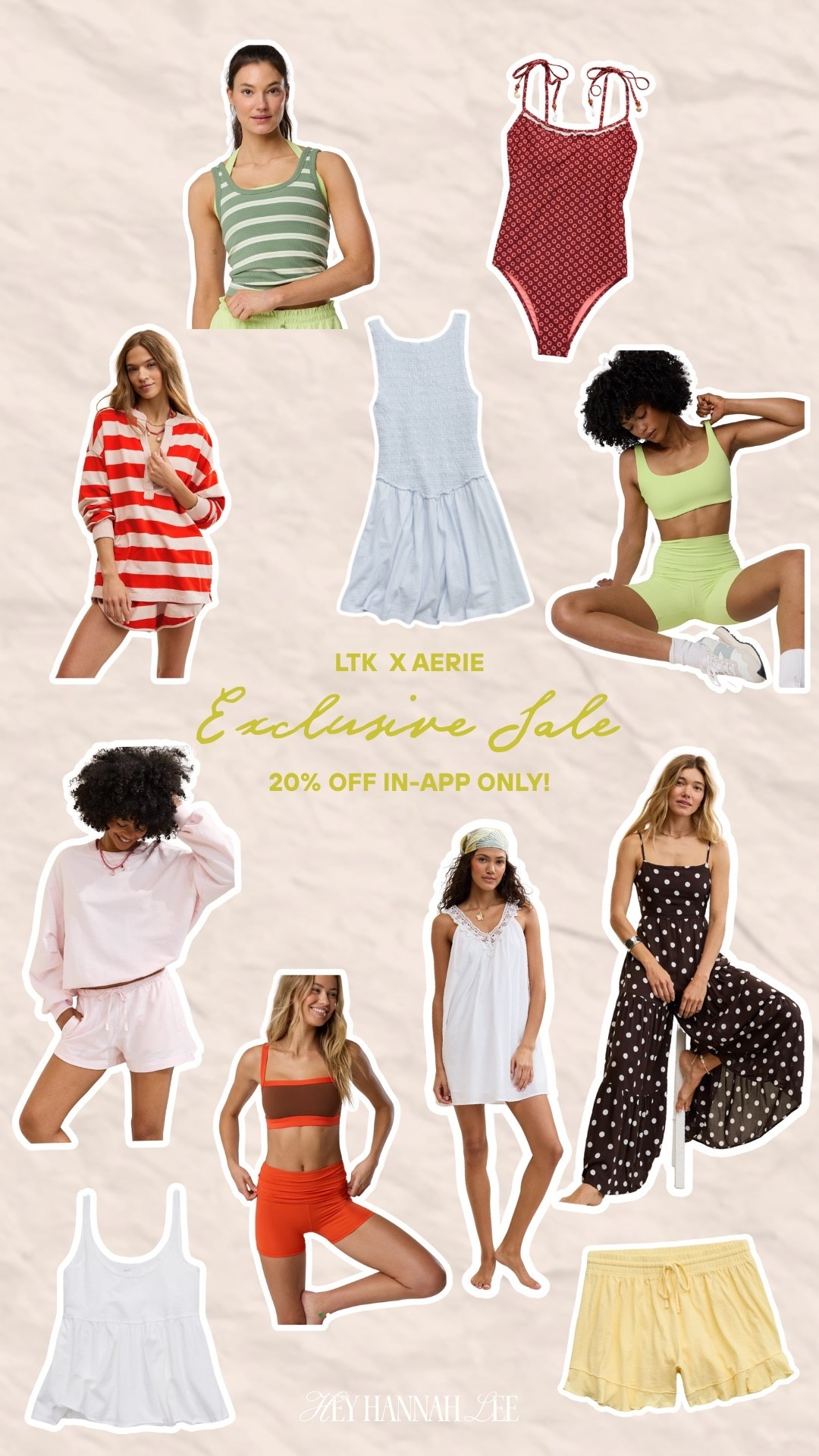 Get 20% off when you shop Aerie in the LTK app! Promo code will auto add at checkout and it’s stackable 🙌🏼 
LTKxAerie, sale, matching sets, spring outfit, swimwear, jumpsuit, summer dress, fashion, style, activewear 

#LTKSaleAlert #LTKxAerie #LTKootd