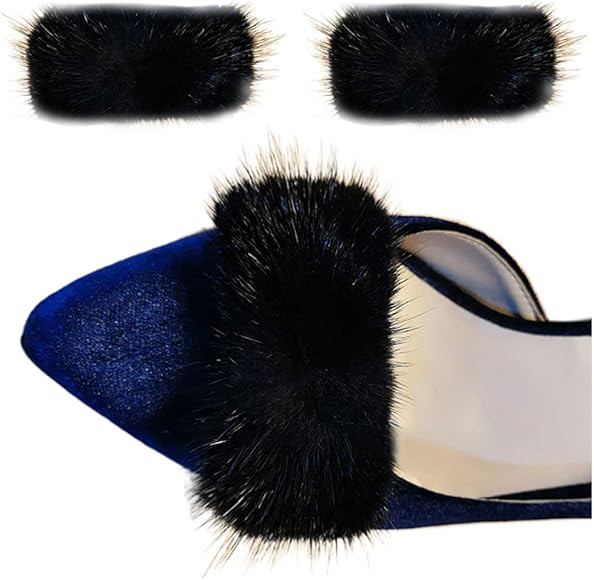 Tsangbaby Mink Fur Shoe Clips Plush Strips Hairball Pump Shoe Charms for Ladies Leather Shoes Kid... | Amazon (UK)