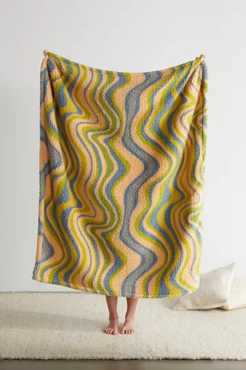 Printed Sherpa Throw Blanket | Urban Outfitters (US and RoW)