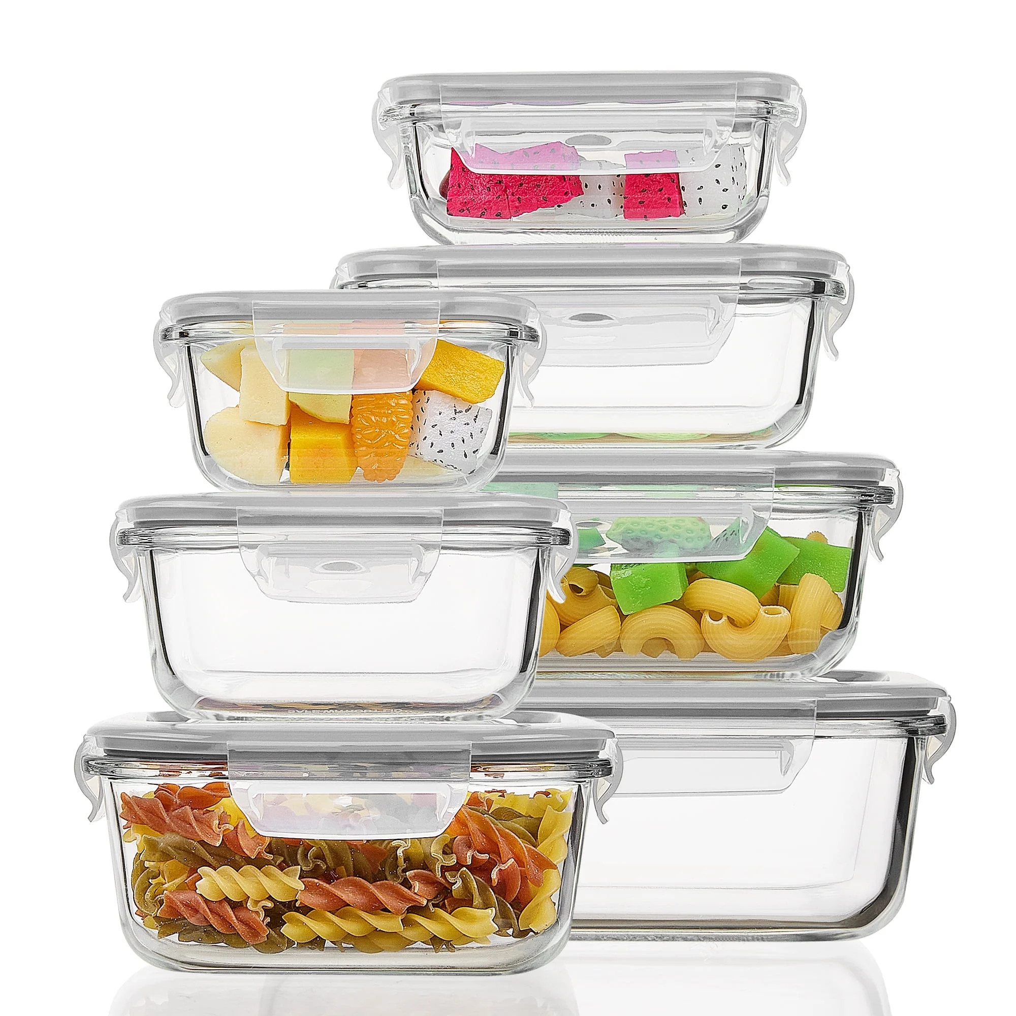 7pcs Glass Storage Container Set with Lids, Vtopmart Meal Prep Containers, Airtight Bento Boxes, ... | Walmart (US)