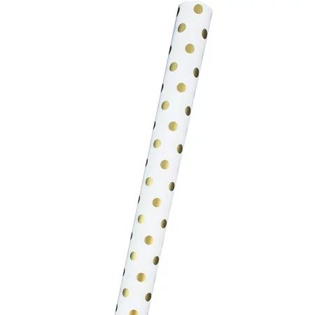JAM Paper Gift Wrapping Paper, 25 Sq Ft, White with Gold Foil Dots, Sold Individually | Walmart (US)