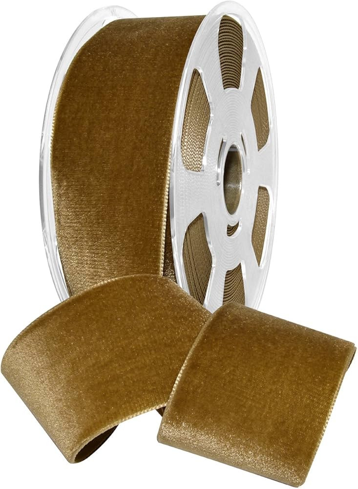 Morex Ribbon Nylon, 2 inches by 11 Yards, Antique Gold, Item 01250/10-533 Nylvalour Velvet Ribbon... | Amazon (US)