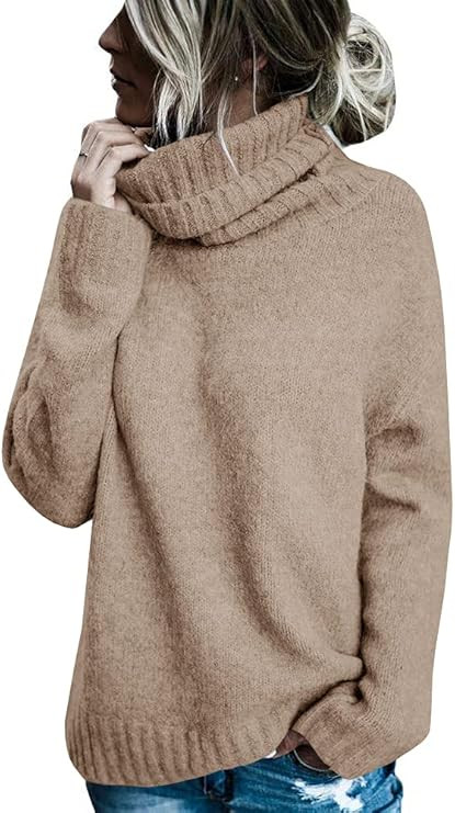FISACE Womens Oversized Turtleneck Pullover Sweater Cable Knit Long Sleeve Sweater Tops | Amazon (US)