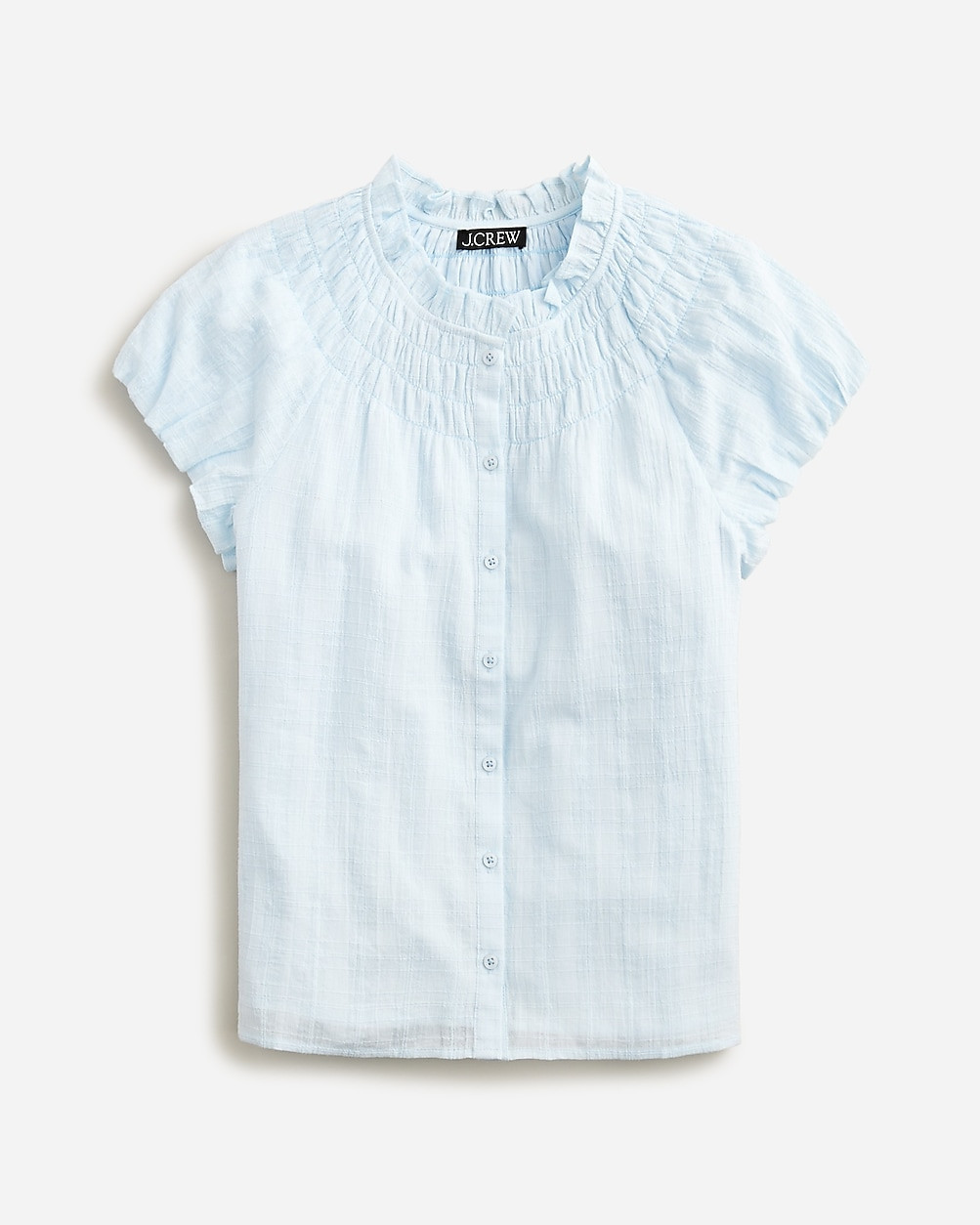 Smocked-neck top in textured gauze | J. Crew US