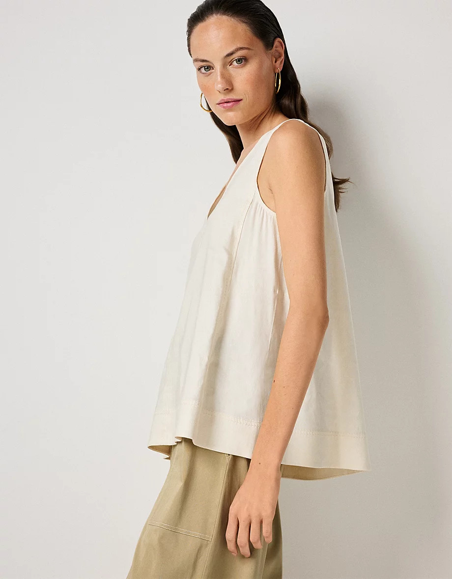 Linen Rich V-Neck Shell Top | The White Company UK & ROW