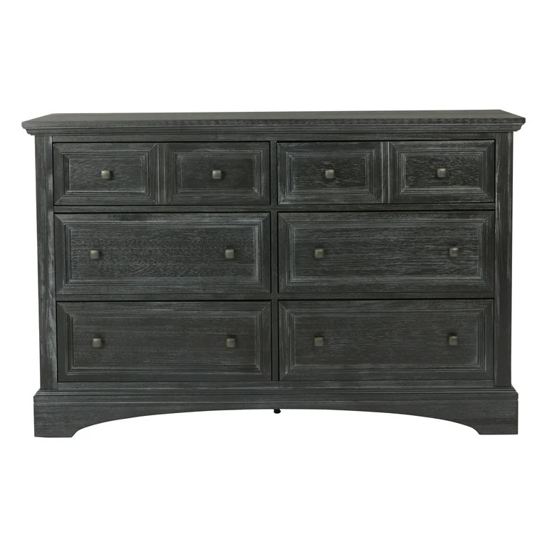 OSP Home Furnishings Farmhouse Basics 6 Drawer Dresser 2/CTN in Rustic Black Finish - Walmart.com | Walmart (US)