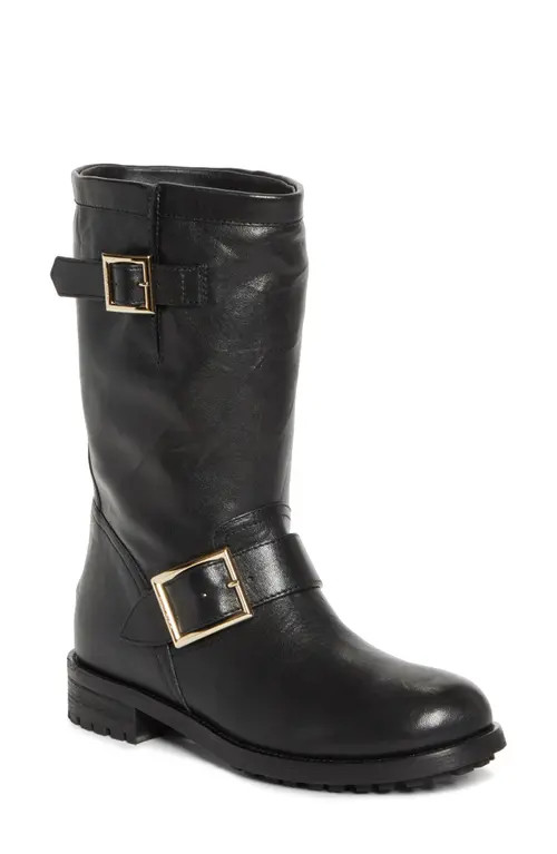 Jimmy Choo Biker Leather Boot in Black at Nordstrom, Size 7.5Us | Nordstrom
