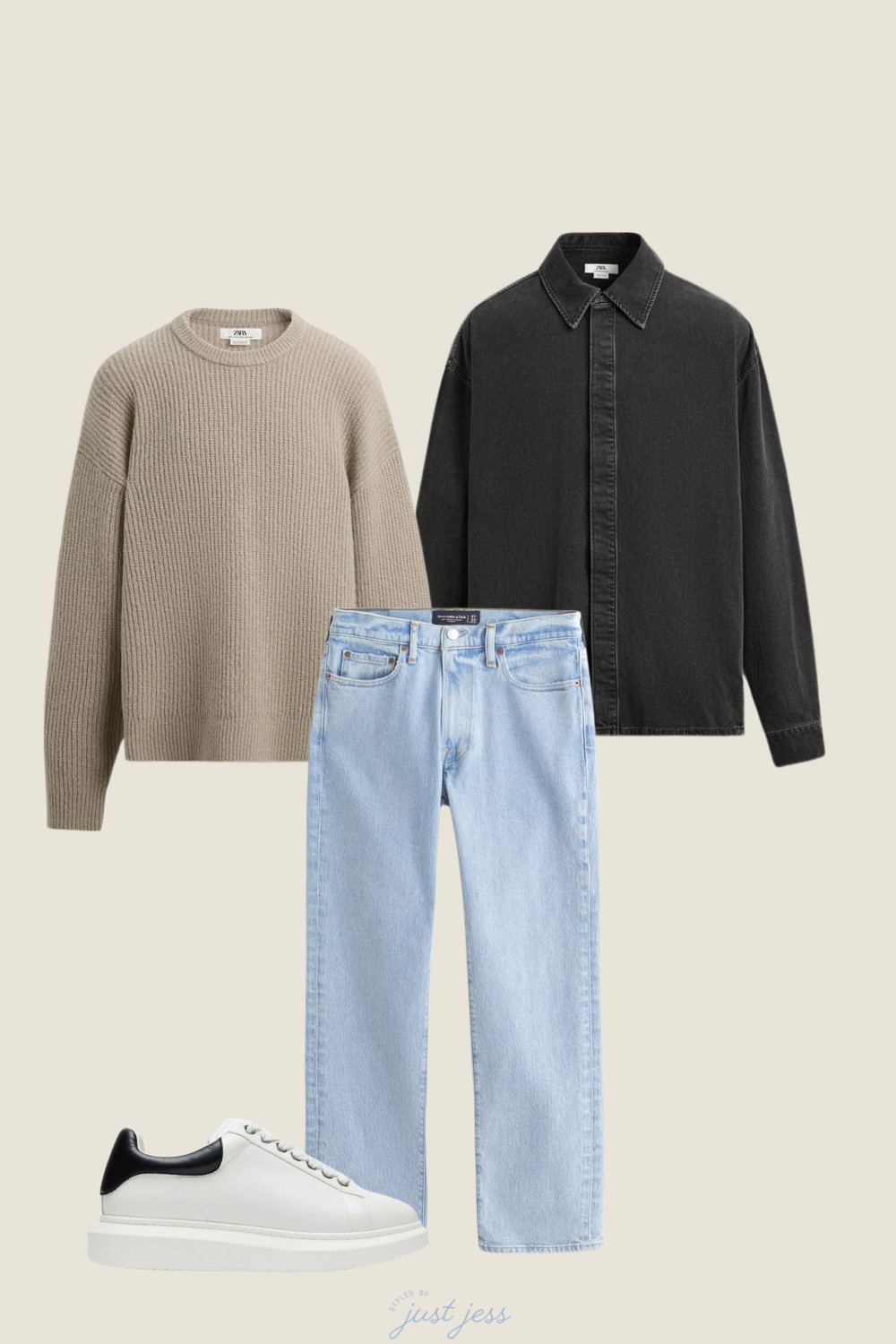 Zara is a go-to for men’s style—both this sweater and black denim shirt are from there! Perfect for effortless, put-together looks.  

 #LTKMens