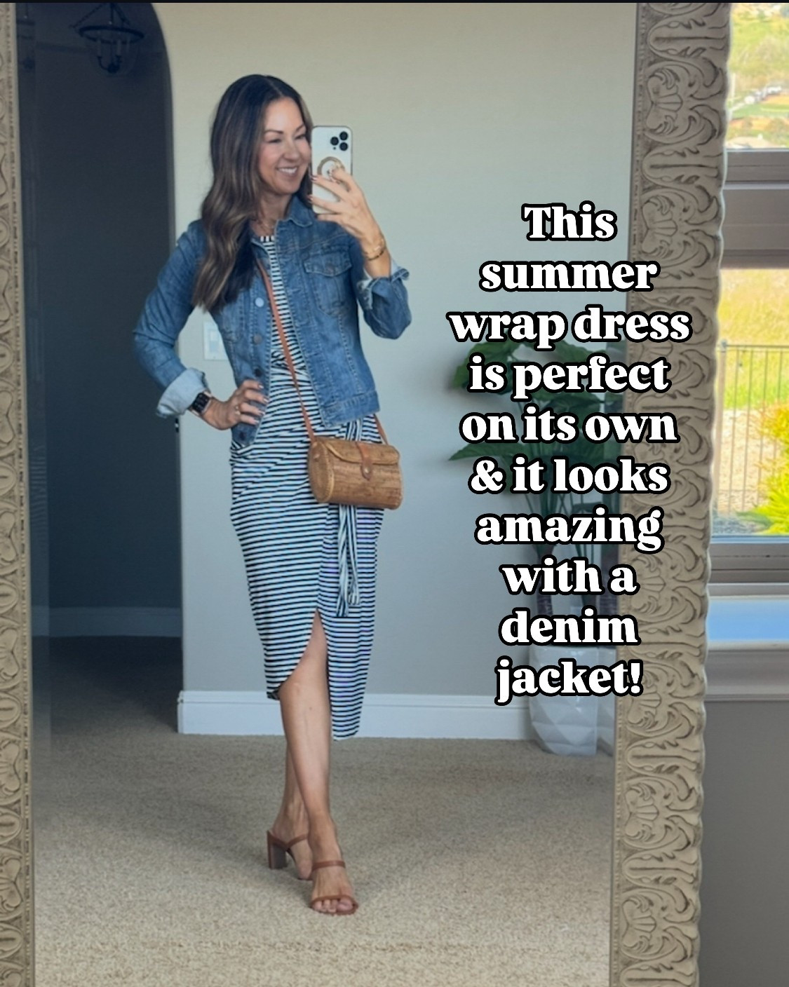 The best spring and summer faux wrap dress (you tie the tie)For reference: I’m 5’1”, 109lbs size small in striped brown, striped navy, army green, solid orange My favorite strapless bra, two-strap heels TTS, denim jacket TTS.


#LTKFindsUnder50 #LTKOver40 #LTKPetite