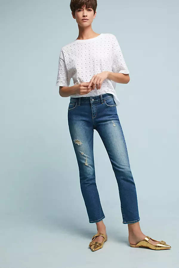 Pilcro Mid-Rise Slim Straight Jeans By Pilcro and the Letterpress in Blue Size 32 | Anthropologie (US)