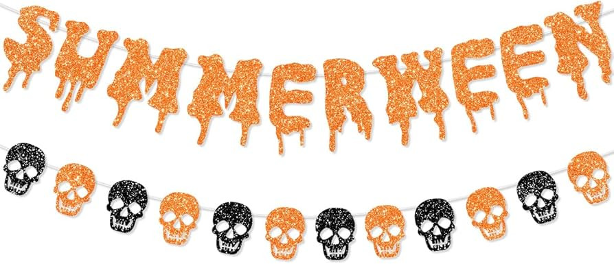 Glitter Yellow Summerween Banner Decorations for Party Happy Birthday Glitter Yellow and Black Sk... | Amazon (US)