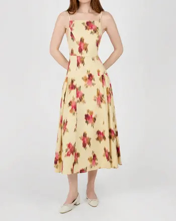 Blurred Floral Flare Panel Midi Dress | Nordstrom