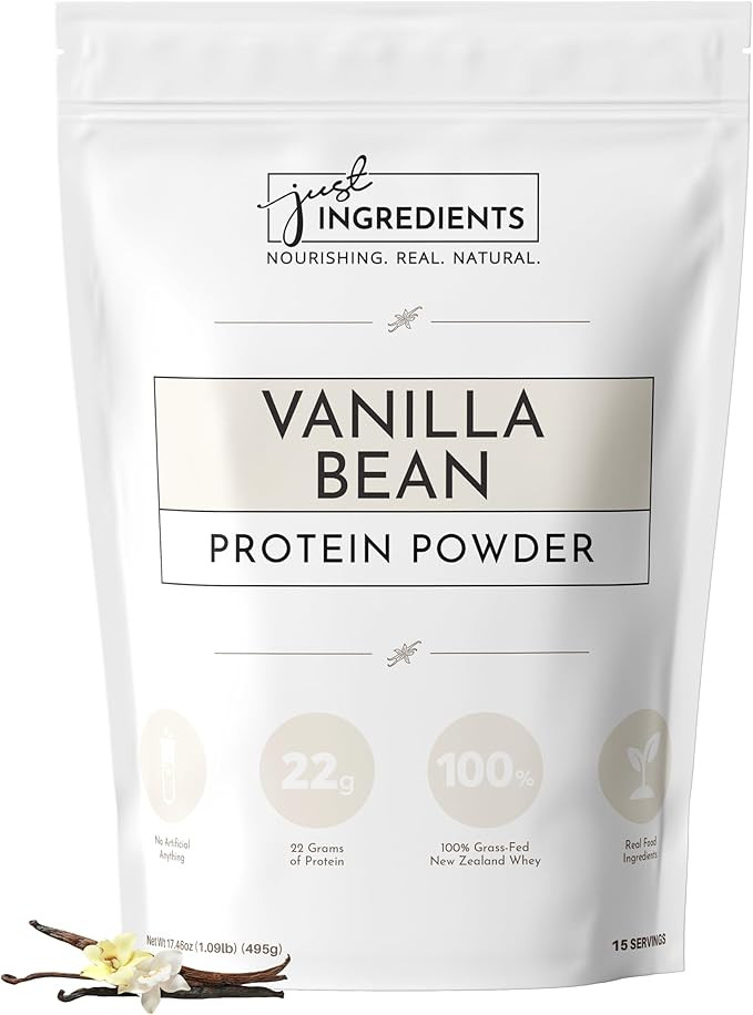 JUST INGREDIENTS Protein Powder | Vanilla Protein Powder Made with 100% Grass Fed, Non Denatured ... | Amazon (US)