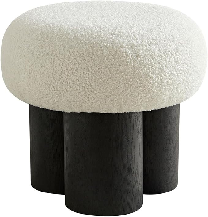 Boucle Fabric Round Ottoman Foot Stool,Modern Mushroom Shape Small Foot Rest,Comfy Floor Pouf for... | Amazon (US)