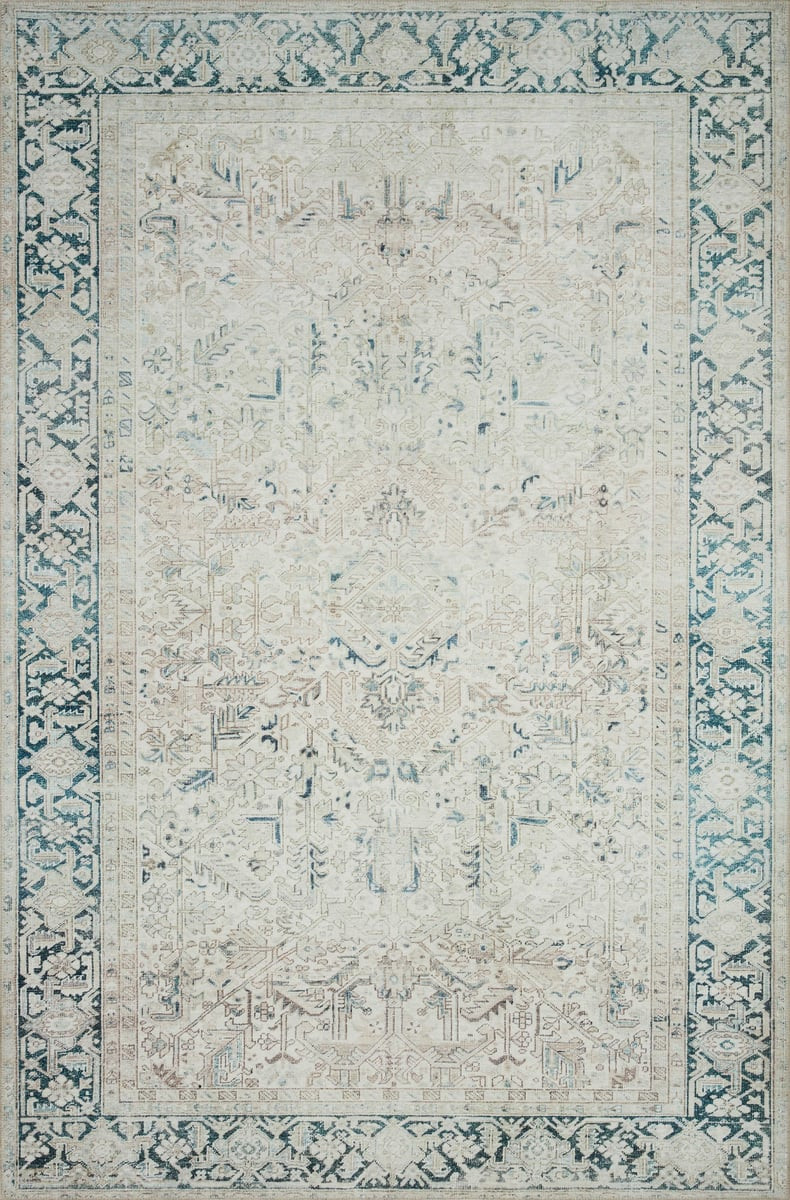 Lenna LEA-06 Natural/Denim Printed Area Rug | Rugs Direct