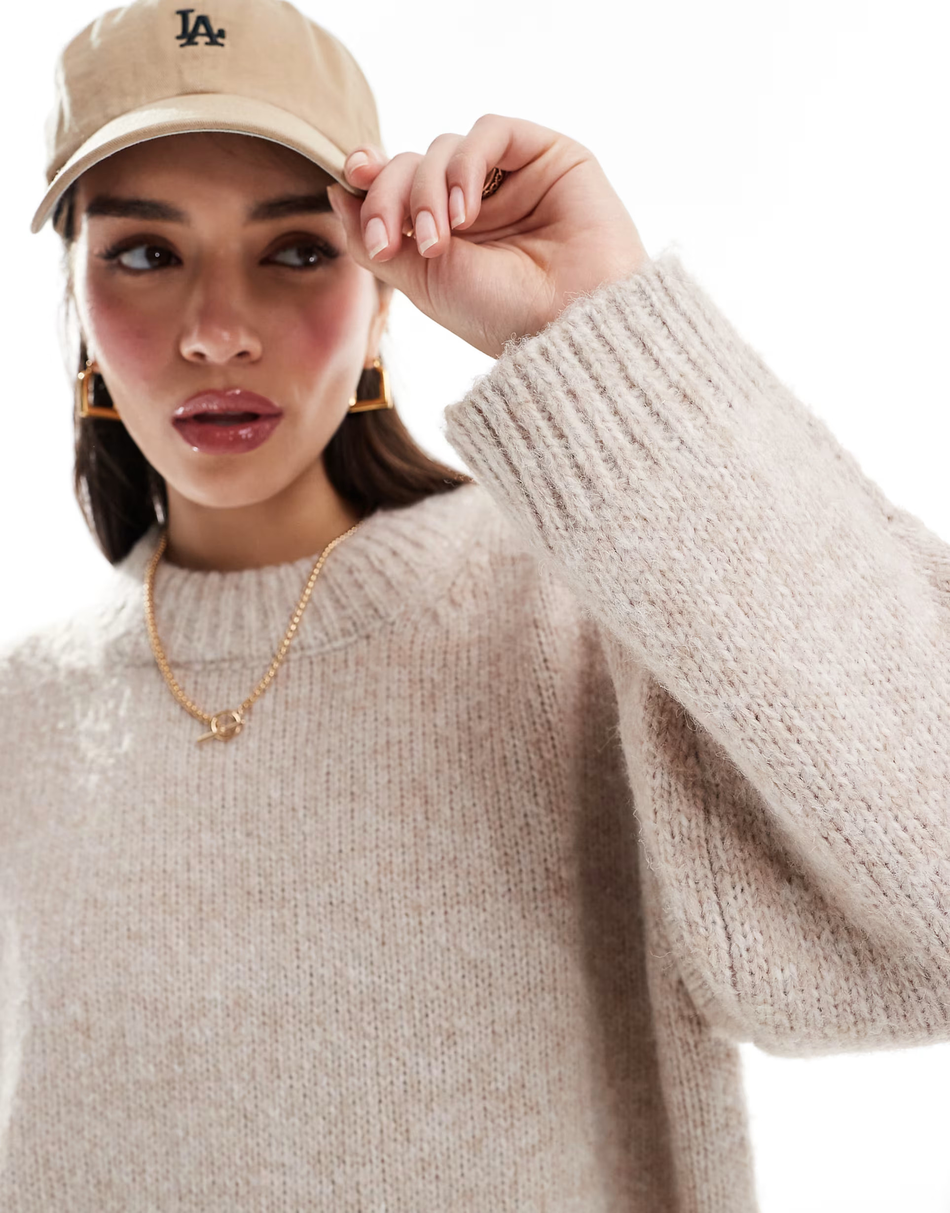 ASOS DESIGN oversized crew neck jumper in neutral | ASOS | ASOS (Global)