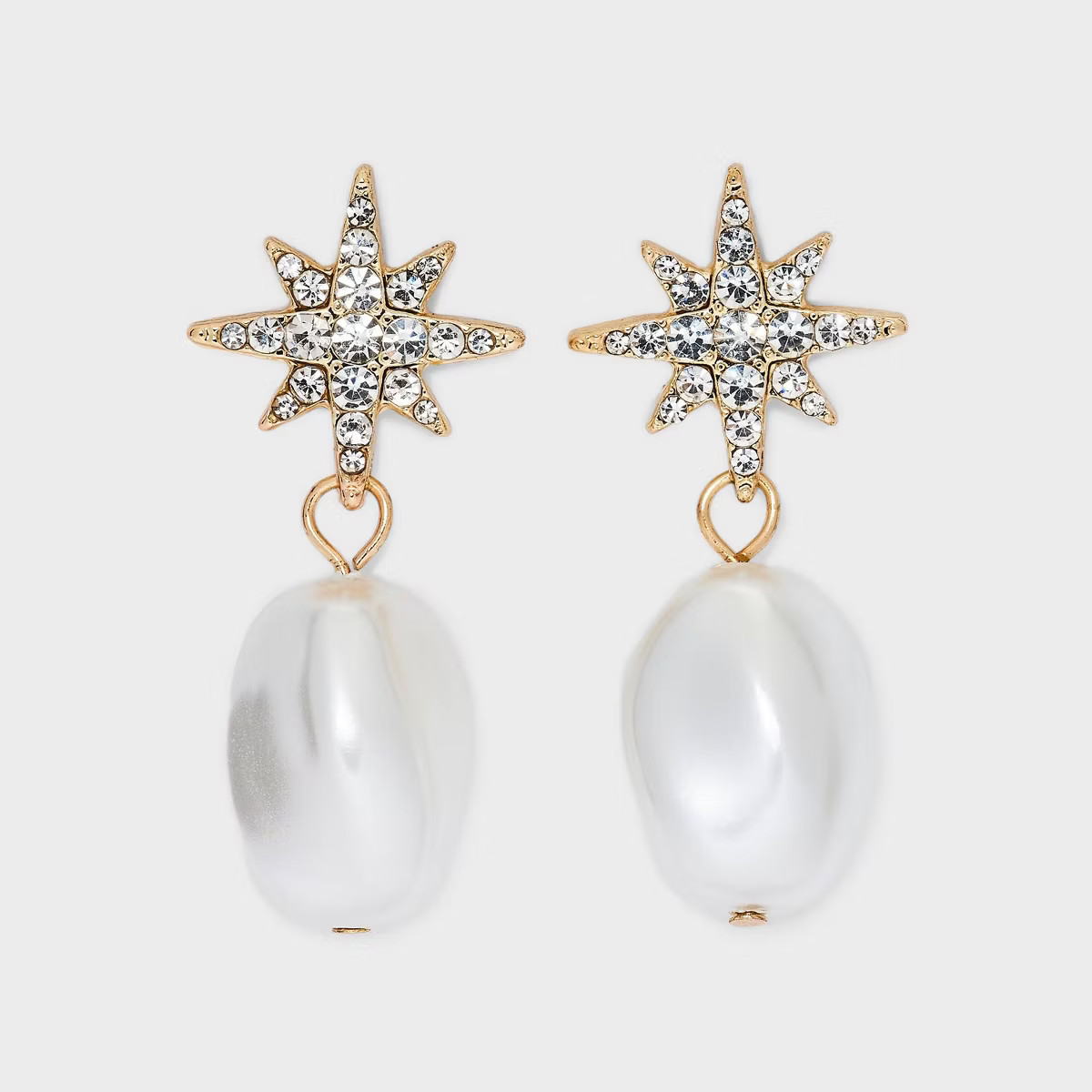 Star Post with Pearl Drop Earrings - A New Day™ Gold | Target
