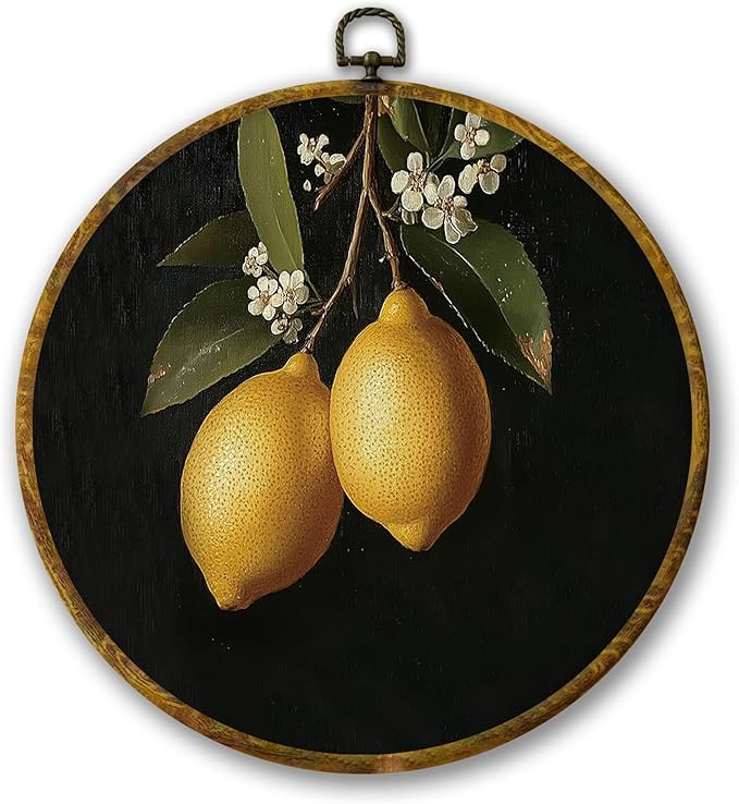 Mcehtle Vintage Moody Lemons Wall Art Decor, Dark Cottagecore Lemons Kitchen Decor Framed Canvas ... | Amazon (US)