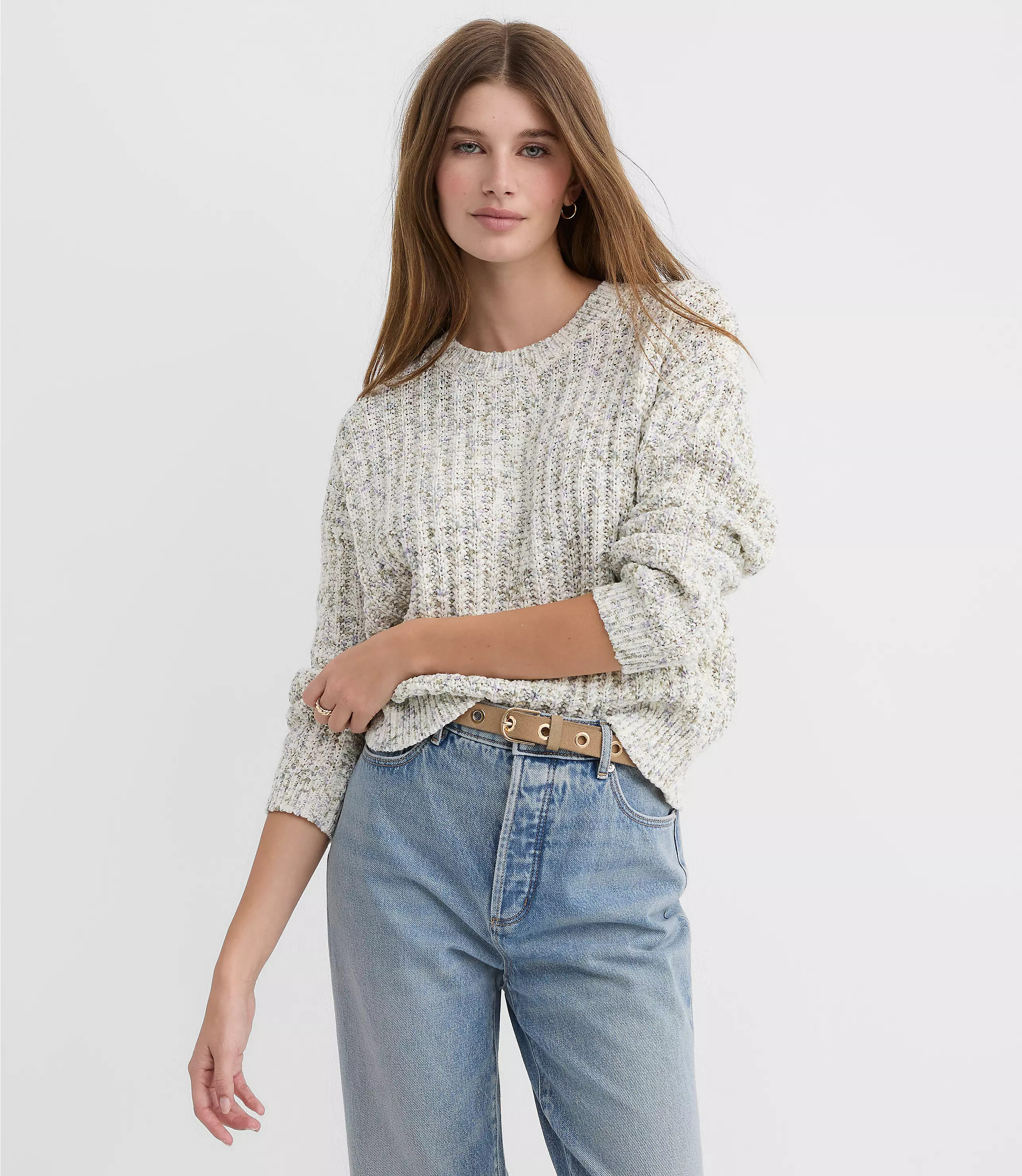 Spacedye Ribbed Relaxed Sweater | LOFT