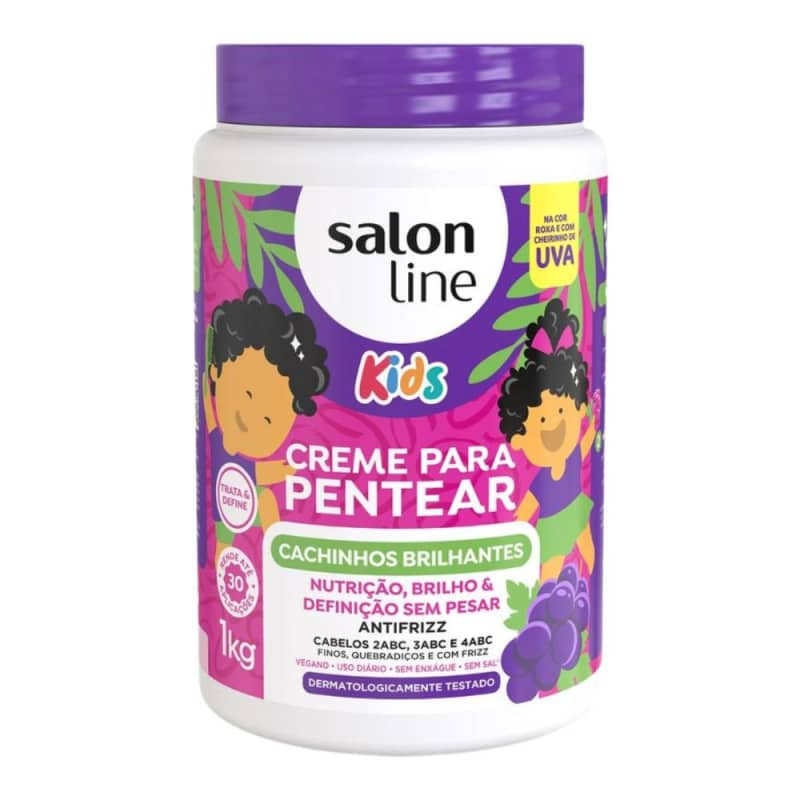 Creme Para Pentear Salon Line Kids Cachinhos Brilhantes Uva 1kg | Beleza Na Web (BR)