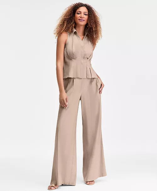 I.N.C. International Concepts Women's Sleeveless Collared Linen Button-Down Shirt, Macy's Exclusi... | Macy's